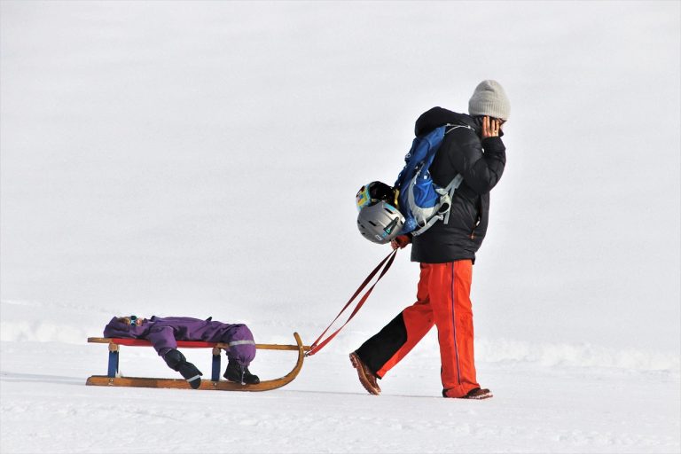 snow, sled, winter